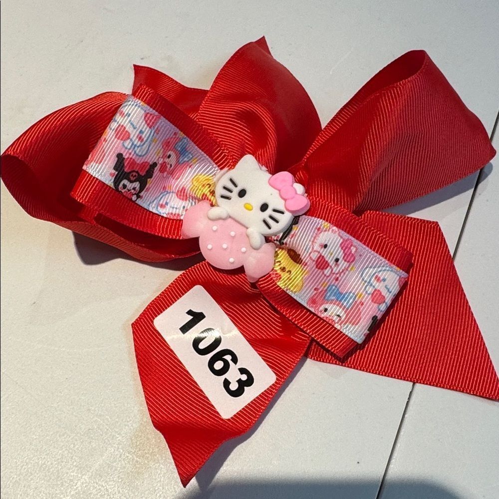 1063 Red Color Hello Kitty Hair Alligator Clip Bow